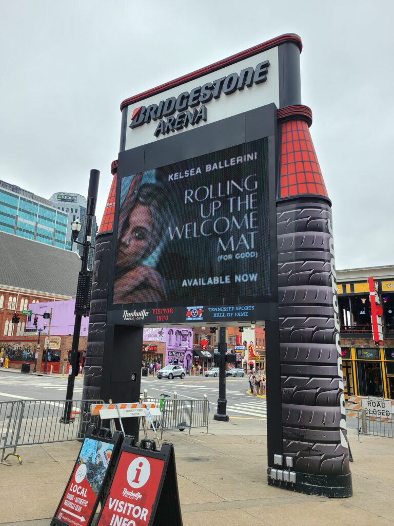 Outdoor ad for Kelsea Ballerini at the Bridgestone Arena.