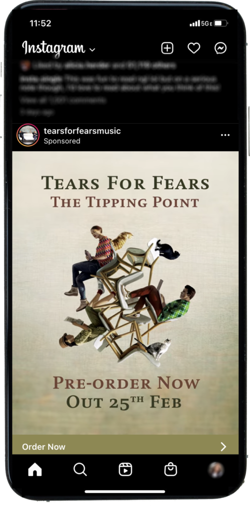 Album Graphic - The Tipping Point by Tears for Fears as an instagram sponsored post