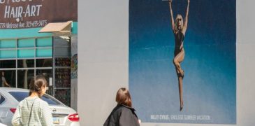 outdoor mural for album on city street