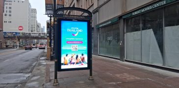 City Information Panel shown on sidewalk in Chicago.