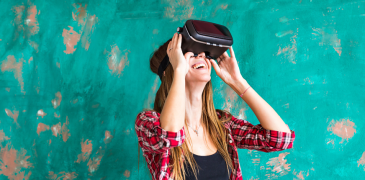 Woman Uses Virtual Reality Headset